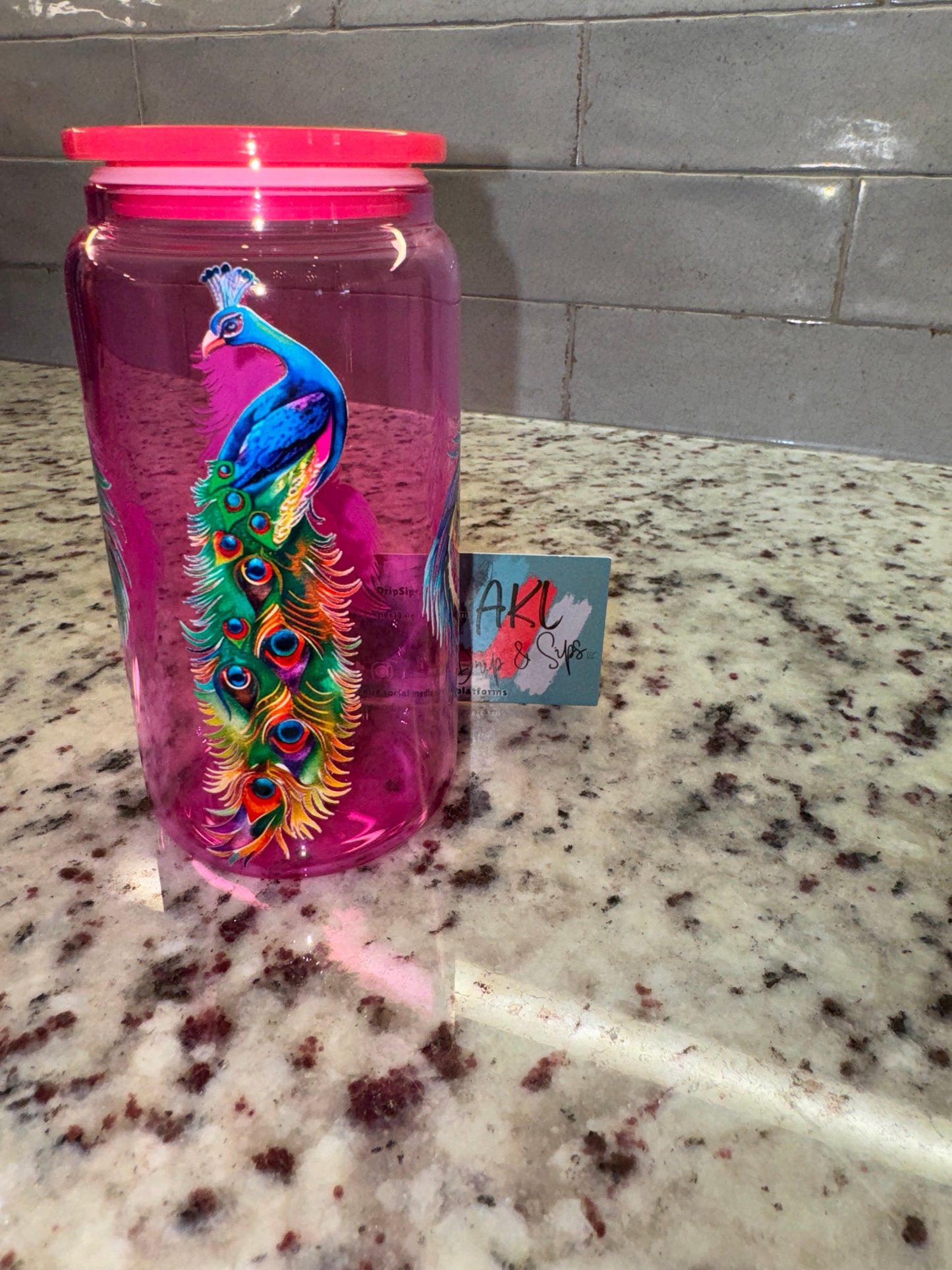 16oz Glass Tumbler with Straw