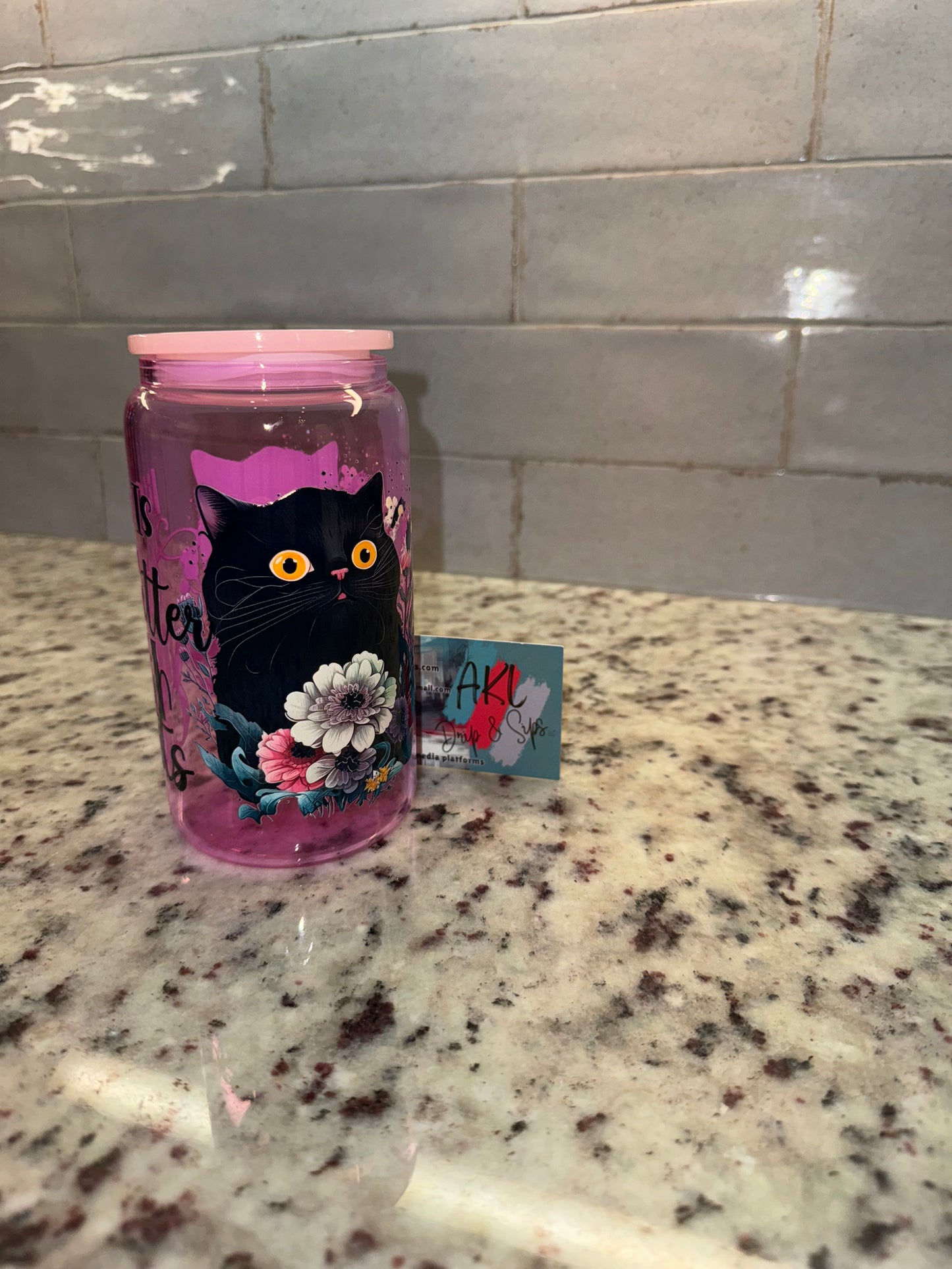 16oz Glass Tumbler with Straw