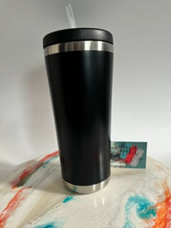 24oz Stainless Steel Tumbler with Straw (BLACK BASE)